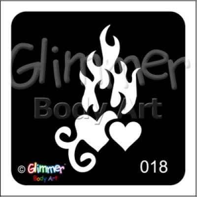 Glitter tattoo 018 Flaming Hearts Pack Of 5  Glitter tattoo 018 Flaming Hearts Pack Of 5